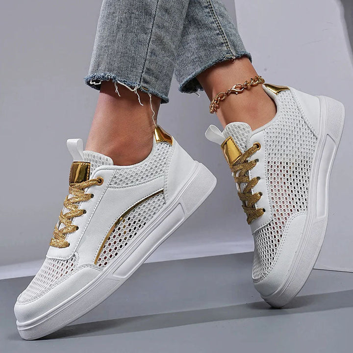 Andrea | Women's Metallic Detail Mesh Athletic Shoes-MODAUTLET
