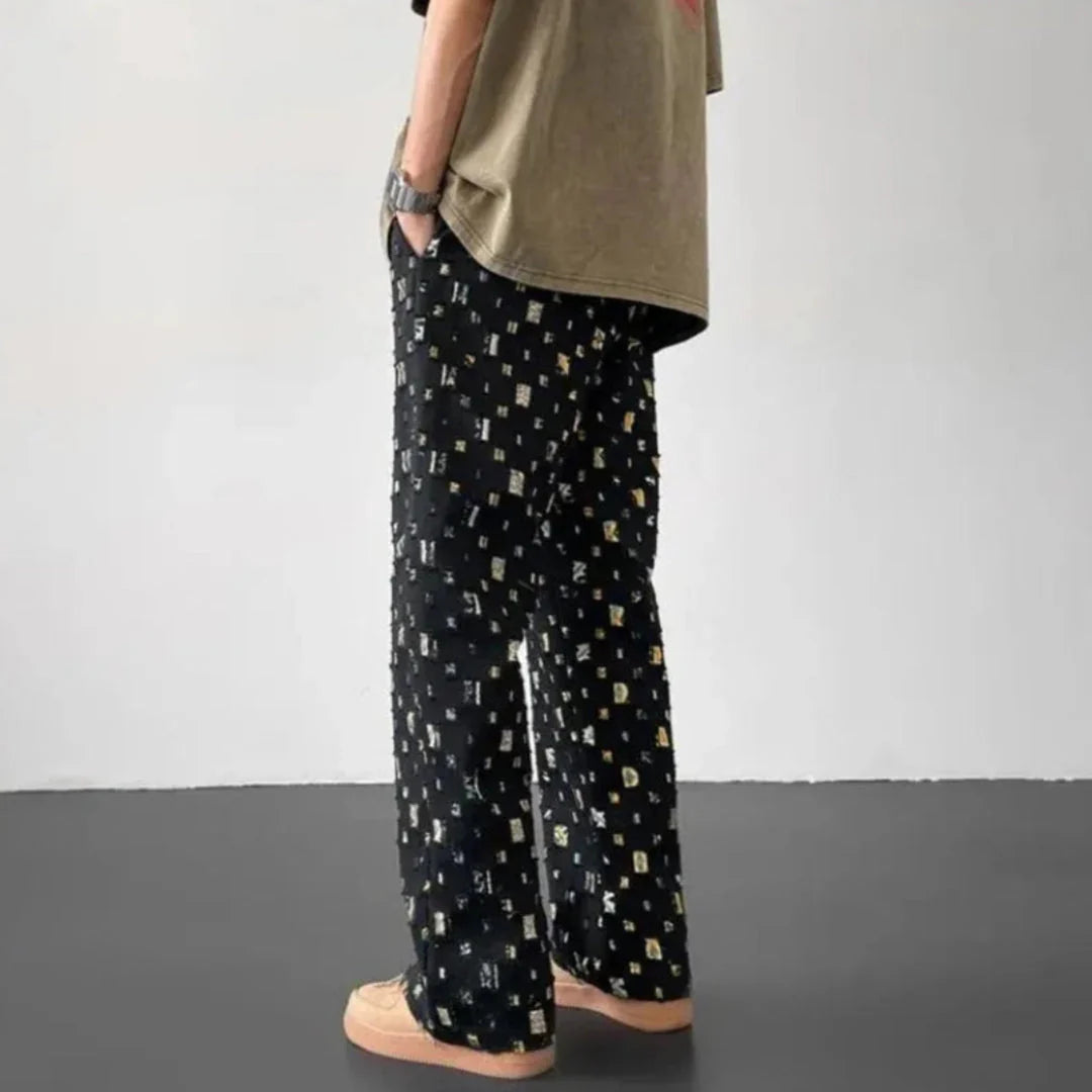 Geometric Patchwork Pants for Stylish Comfort-MODAUTLET