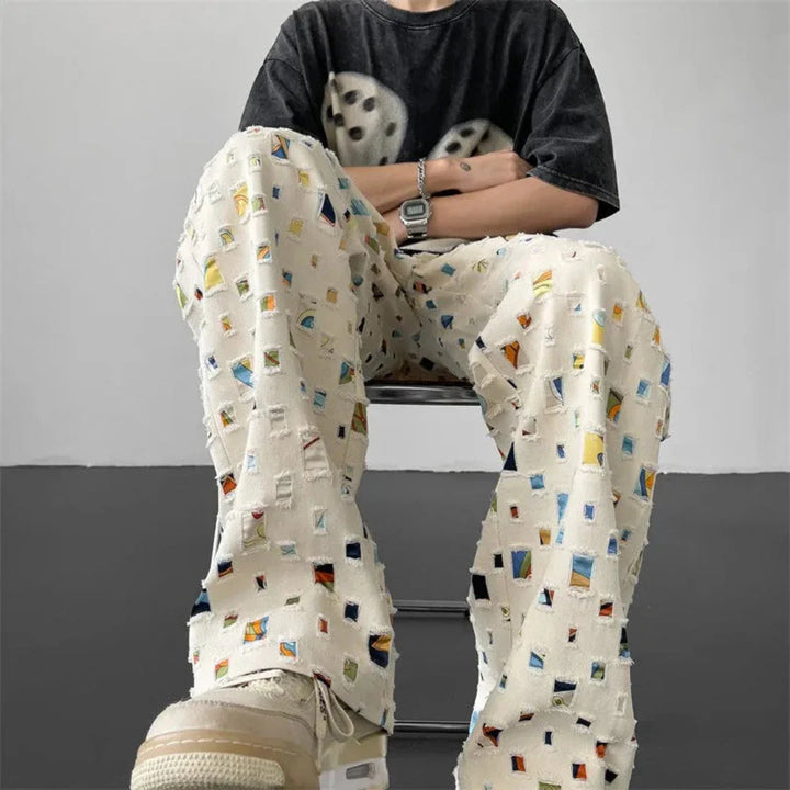 Geometric Patchwork Pants for Stylish Comfort-MODAUTLET