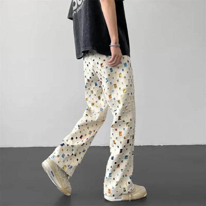 Geometric Patchwork Pants for Stylish Comfort-MODAUTLET