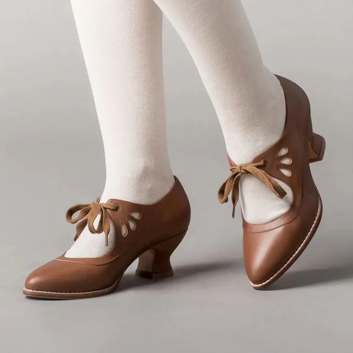 Angela | Orthopedic Leather Heeled Sandals Brown