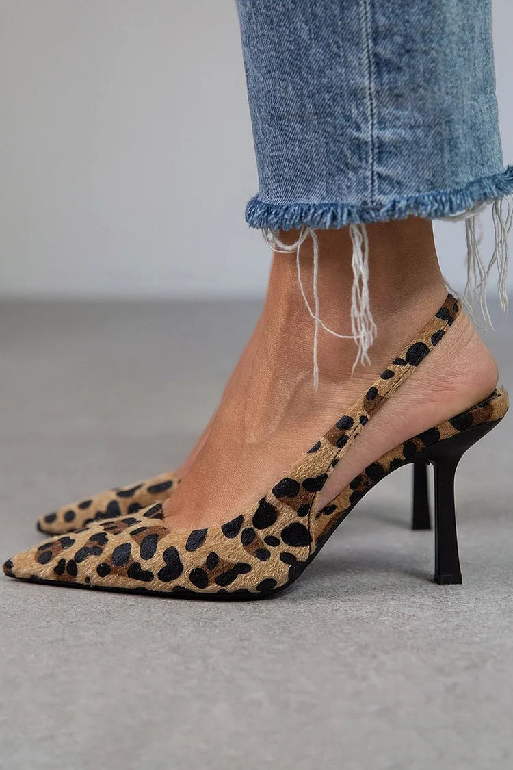 Angie | Women's Leopard Print Slingback Heels-MODAUTLET