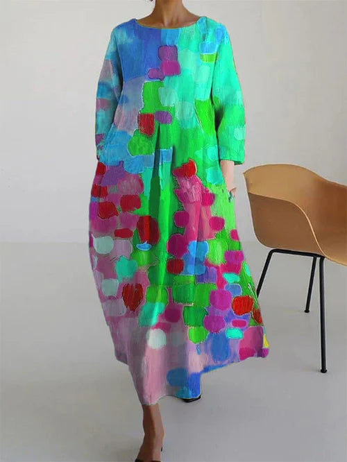 Rachel | Women's Abstract Floral Long Sleeve Maxi Dress