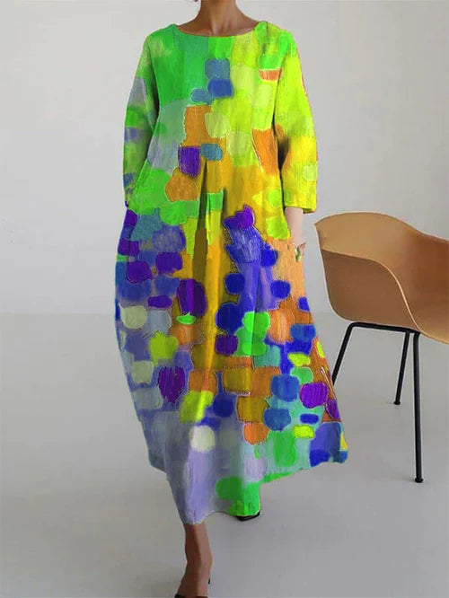 Rachel | Women's Abstract Floral Long Sleeve Maxi Dress