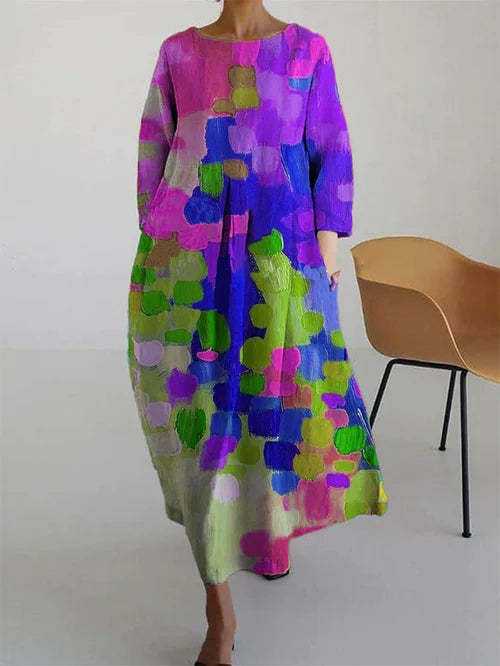 Rachel | Women's Abstract Floral Long Sleeve Maxi Dress