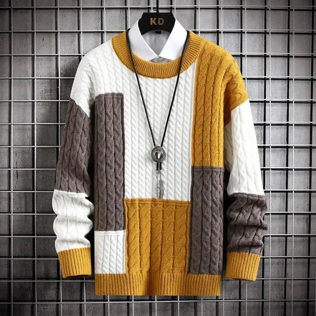 Regal Weave Knit Sweater Saffron Elegance