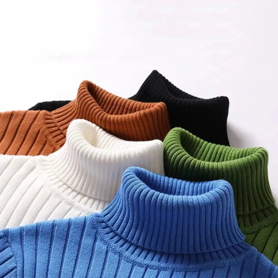 Ribbed Knit Turtleneck Sweater for Women