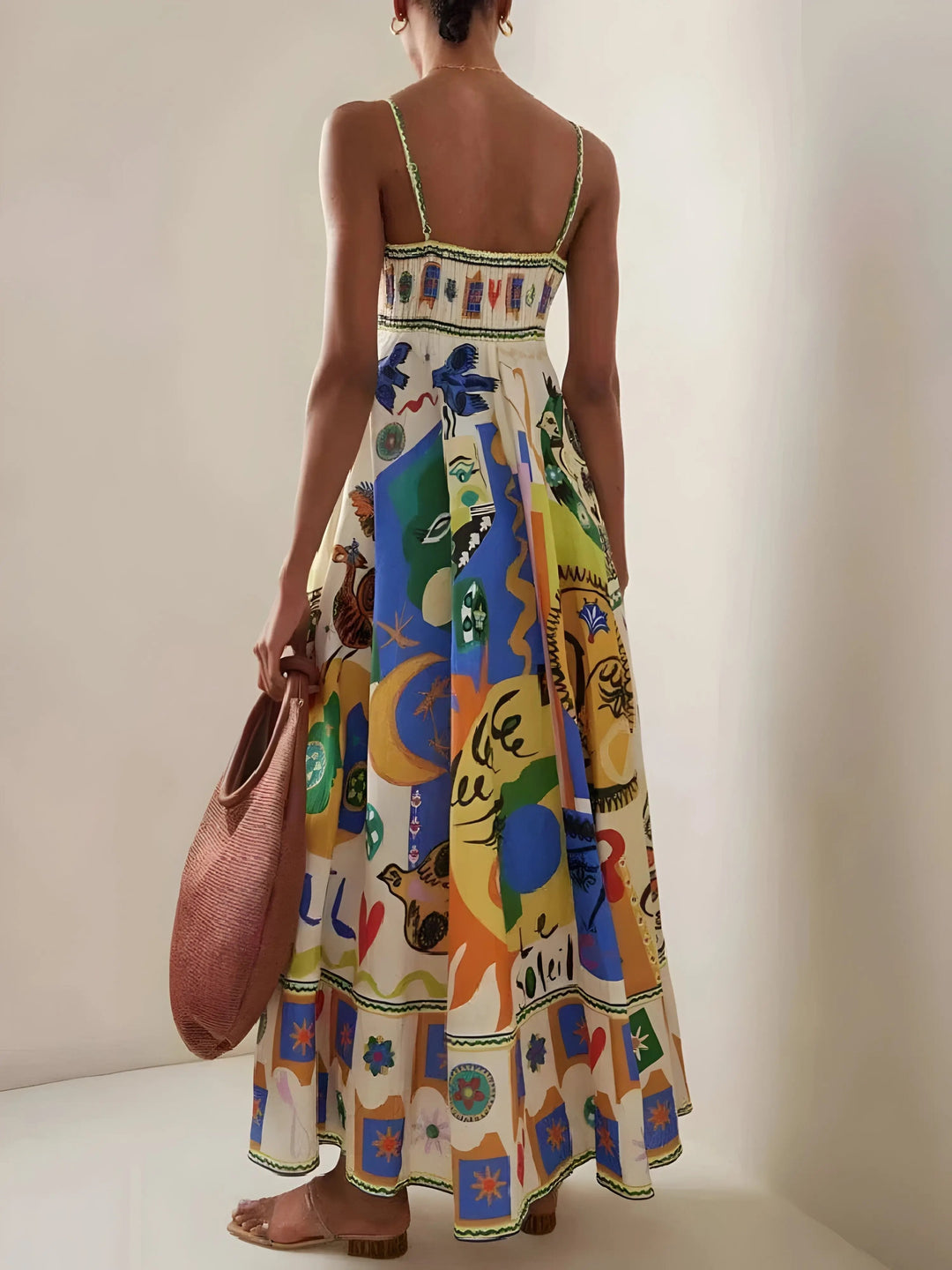 Women's Breezy Art-Inspired Linen Summer Dress-MODAUTLET