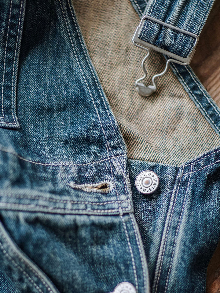 Men's Distressed Denim Bib Overalls