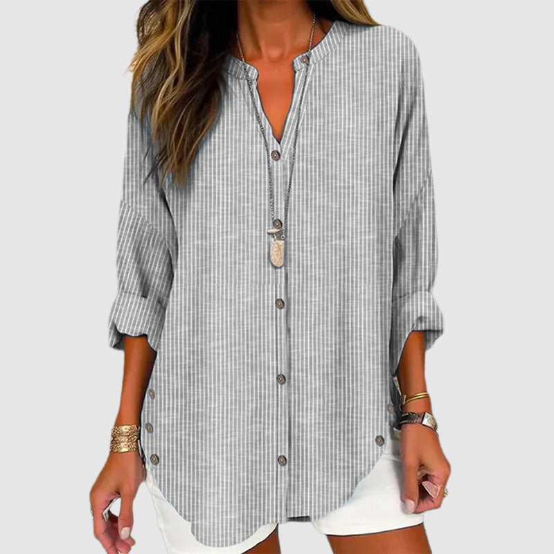 Audrey | Women's Roll-Up Sleeve Blouse-MODAUTLET