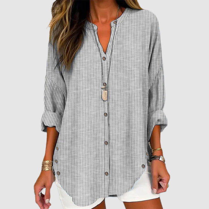 Audrey | Women's Roll-Up Sleeve Blouse-MODAUTLET