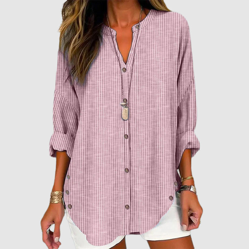 Audrey | Women's Roll-Up Sleeve Blouse-MODAUTLET