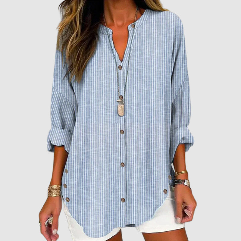 Audrey | Women's Roll-Up Sleeve Blouse-MODAUTLET
