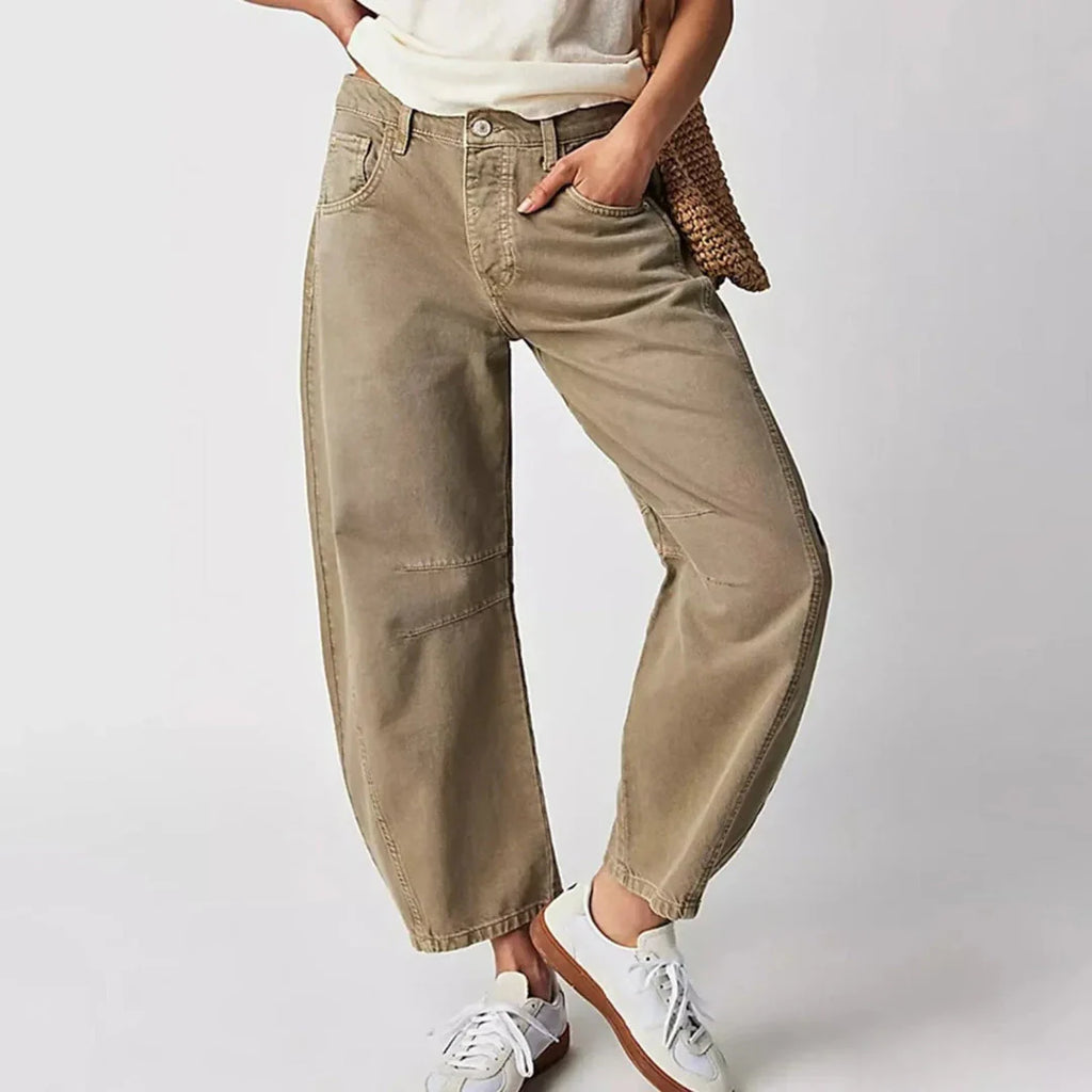 Mid Waist Wide-Leg Comfort Jeans for Ultimate Style Beige