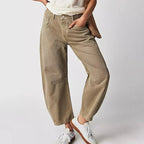 Mid Waist Wide-Leg Comfort Jeans for Ultimate Style Beige
