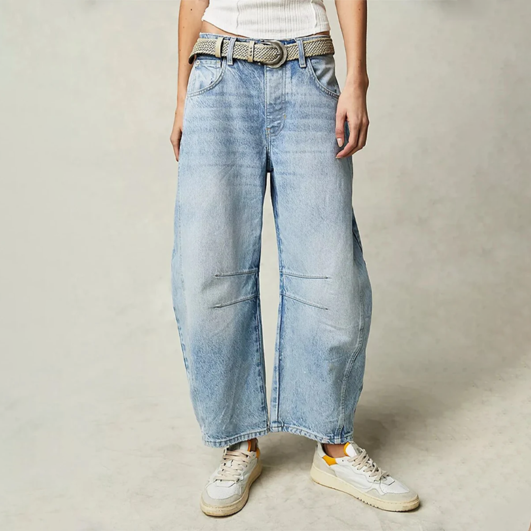 Mid Waist Wide-Leg Comfort Jeans for Ultimate Style-MODAUTLET