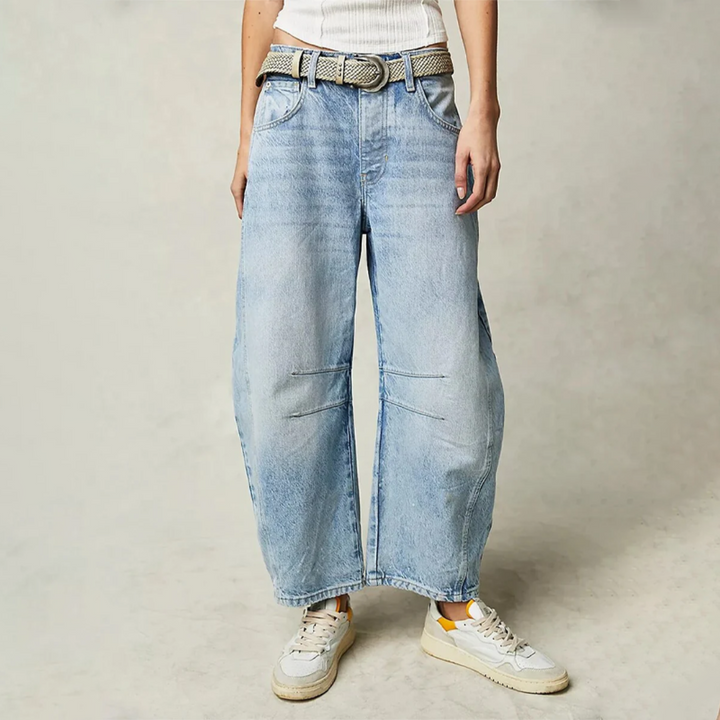 Mid Waist Wide-Leg Comfort Jeans for Ultimate Style-MODAUTLET