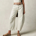 Mid Waist Wide-Leg Comfort Jeans for Ultimate Style White