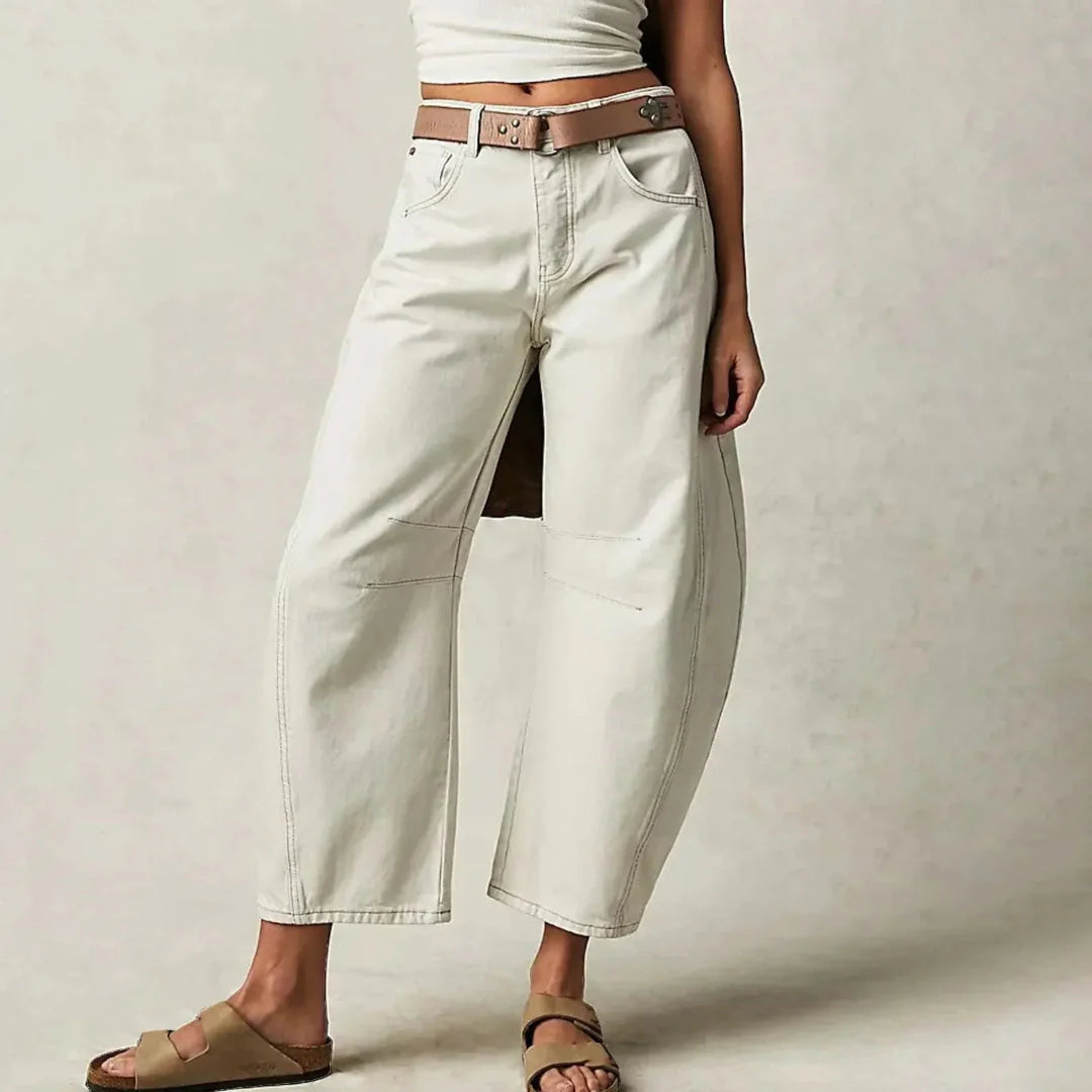 Mid Waist Wide-Leg Comfort Jeans for Ultimate Style White