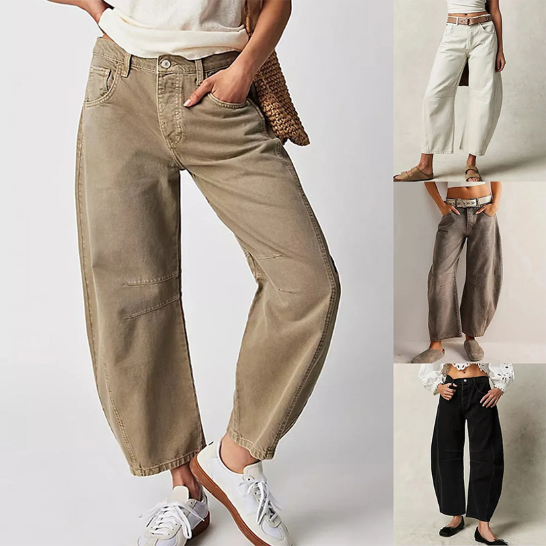 Mid Waist Wide-Leg Comfort Jeans for Ultimate Style-MODAUTLET
