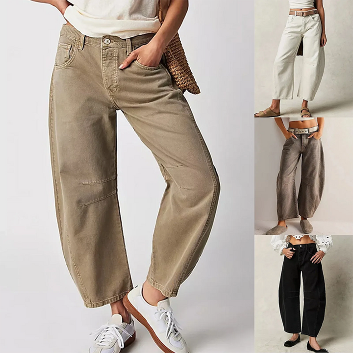 Mid Waist Wide-Leg Comfort Jeans for Ultimate Style-MODAUTLET