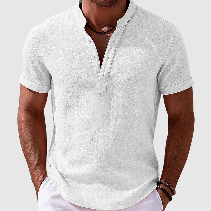 Austin | Men's Textured Short Sleeve Henley Shirt-MODAUTLET