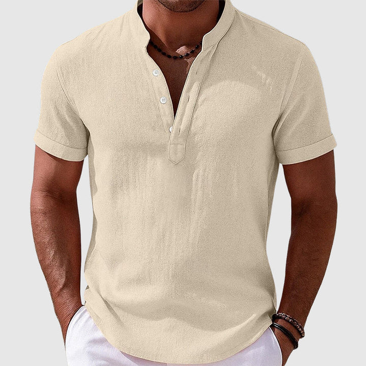 Austin | Men's Textured Short Sleeve Henley Shirt-MODAUTLET