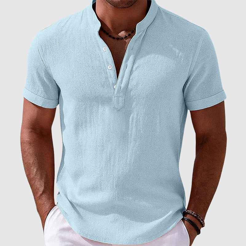 Austin | Men's Textured Short Sleeve Henley Shirt-MODAUTLET