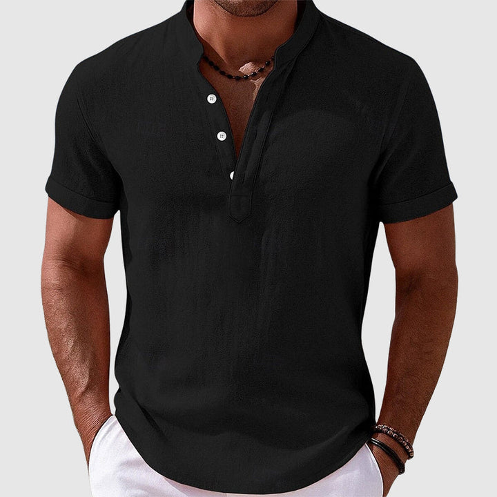 Austin | Men's Textured Short Sleeve Henley Shirt-MODAUTLET