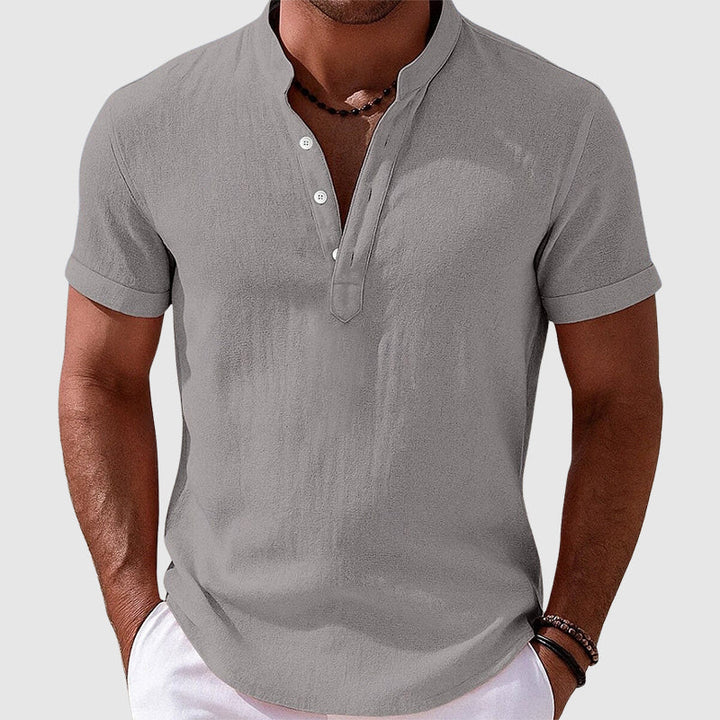 Austin | Men's Textured Short Sleeve Henley Shirt-MODAUTLET