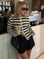 Classic Striped Cardigan for Women - Everyday Office Knitwear