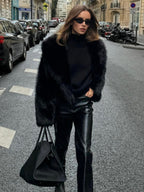 Eco Fur Cropped Jacket For Women Casual Elegant Warm