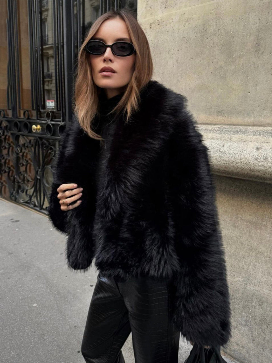 Eco Fur Cropped Jacket For Women Casual Elegant Warm-MODAUTLET