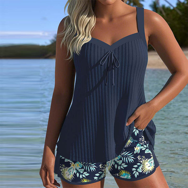 Women's Striped Tankini with Tummy Control-MODAUTLET