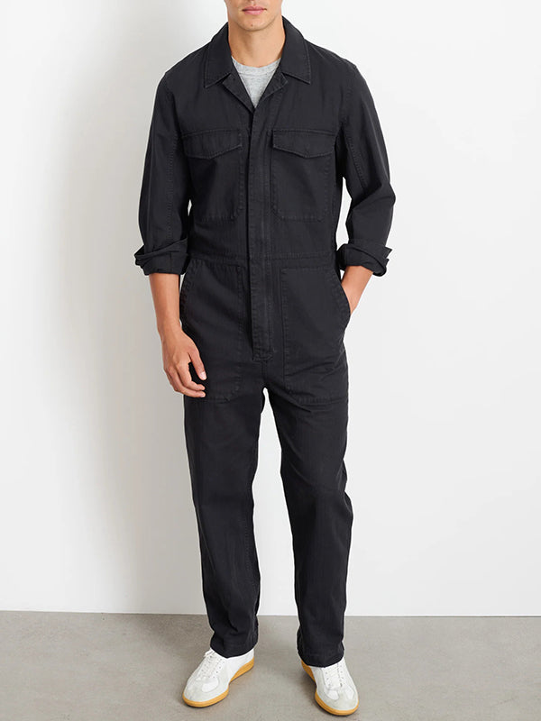 Men's Slim Fit Zip Jumpsuit for Comfortable Casual Wear