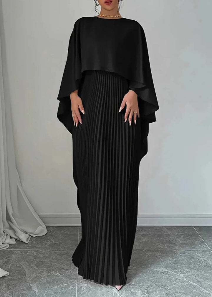 Amelia | Vestido Maxi de Mulher com Capa Sobreposta Plissada