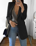 Casual Open Front Blazer For Women Lightweight Workwear Black
