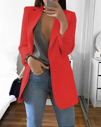 Casual Open Front Blazer For Women Lightweight Workwear Red