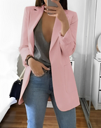 Casual Open Front Blazer For Women Lightweight Workwear Pink
