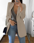 Casual Open Front Blazer For Women Lightweight Workwear Khaki