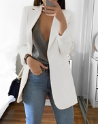 Casual Open Front Blazer For Women Lightweight Workwear White