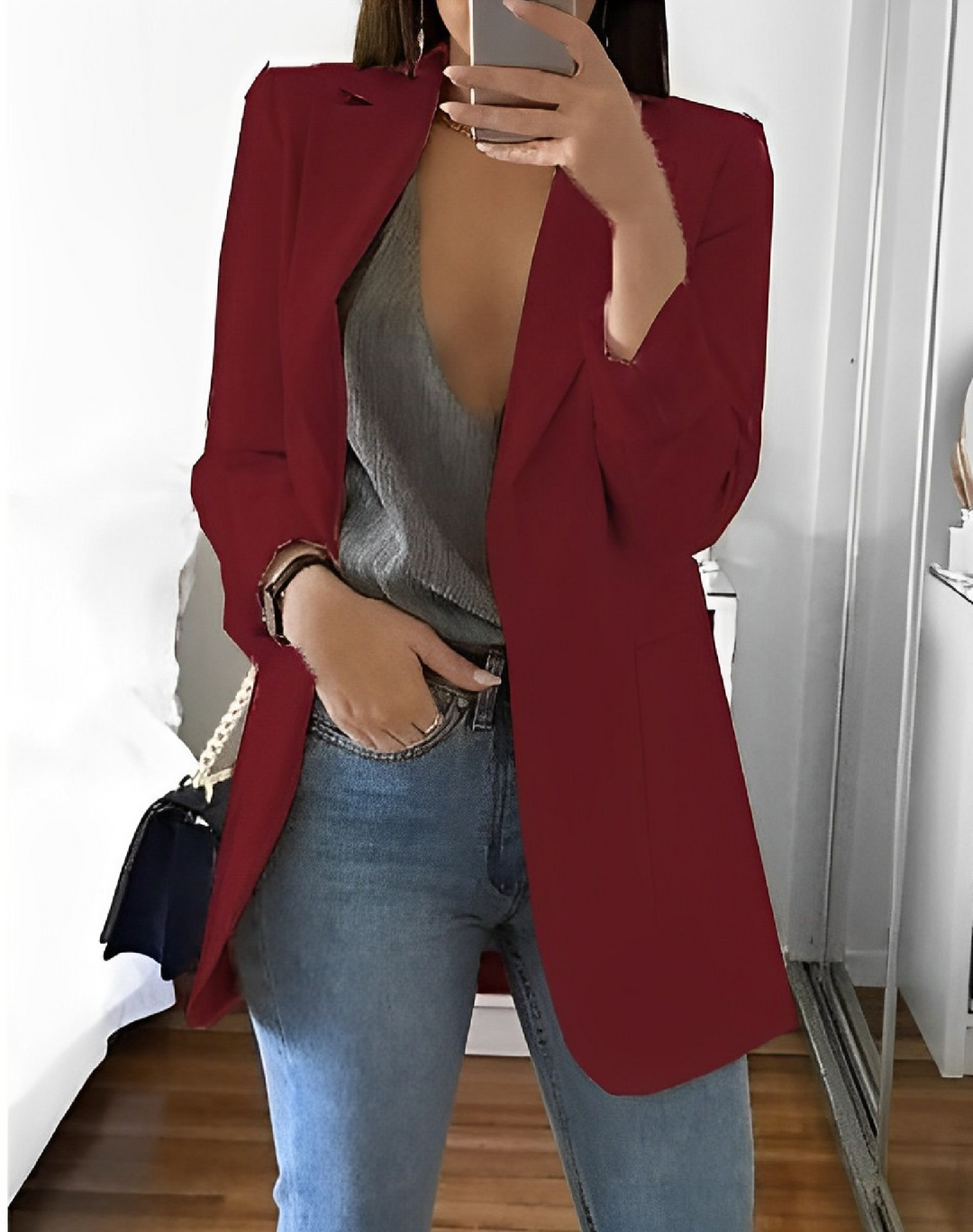 Casual Open Front Blazer For Women Lightweight Workwear-MODAUTLET