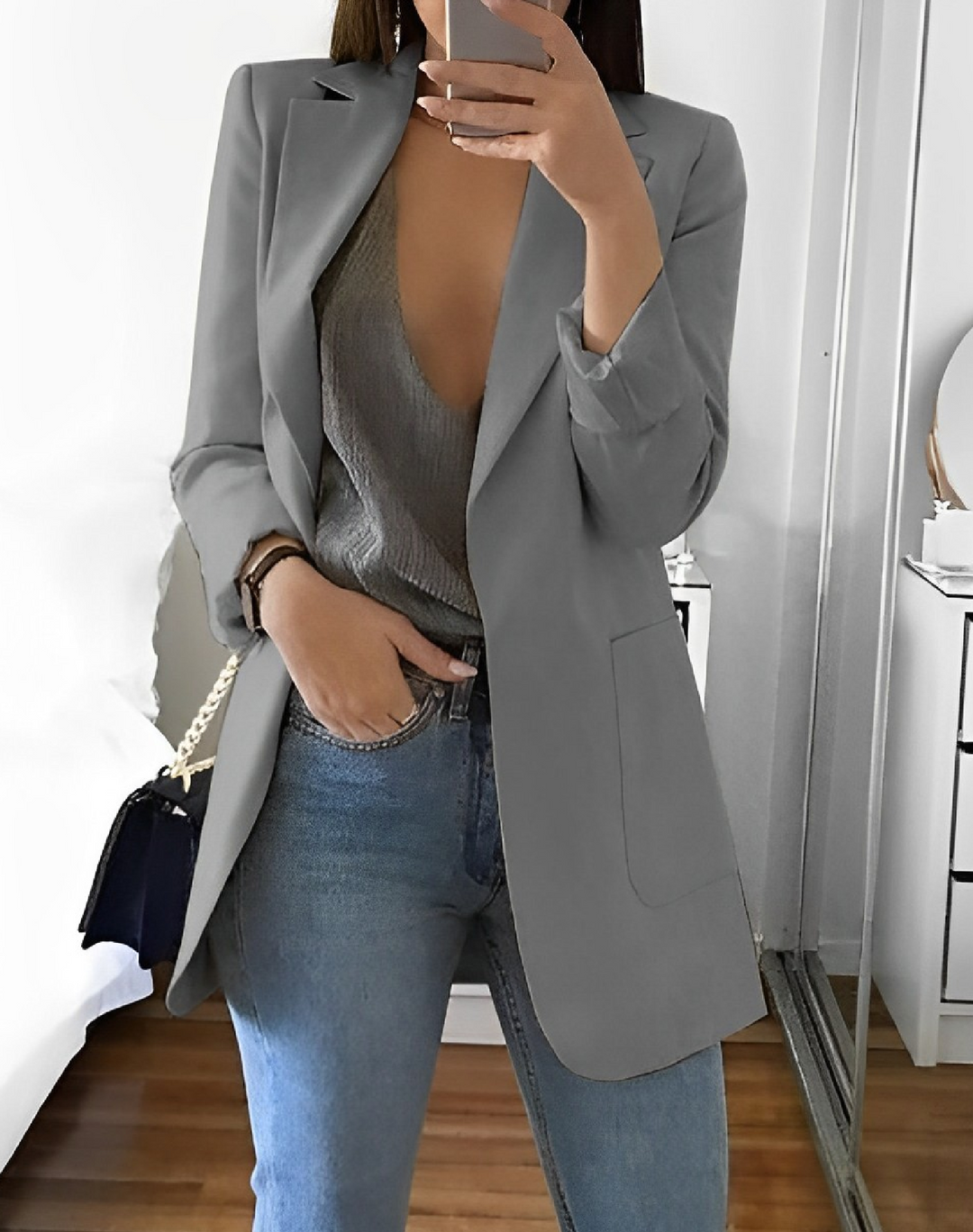 Casual Open Front Blazer For Women Lightweight Workwear-MODAUTLET