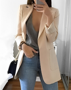 Casual Open Front Blazer For Women Lightweight Workwear Apricot
