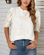 Women's Puff Sleeve Chiffon Top