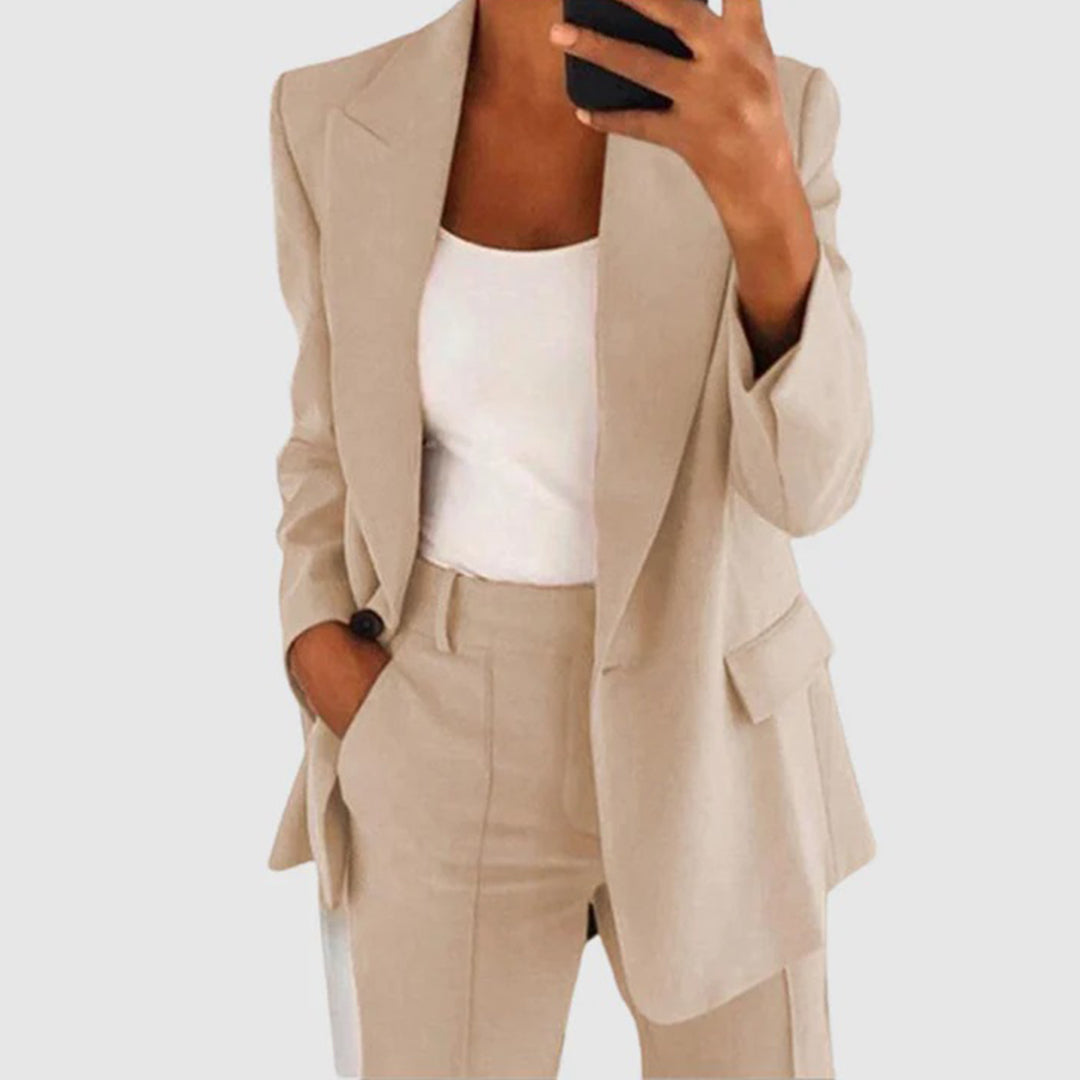 Womens Blazer And Pants Set For Work Professional Suit Beige