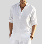Elegant Linen Shirt With Collar For Formal And Casual White