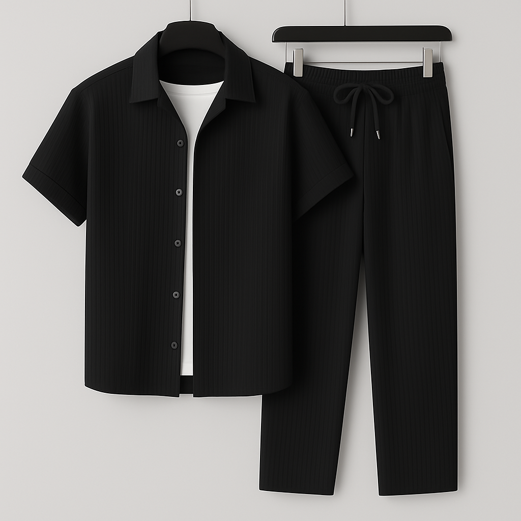 Cavari Relaxed Linen Set Black