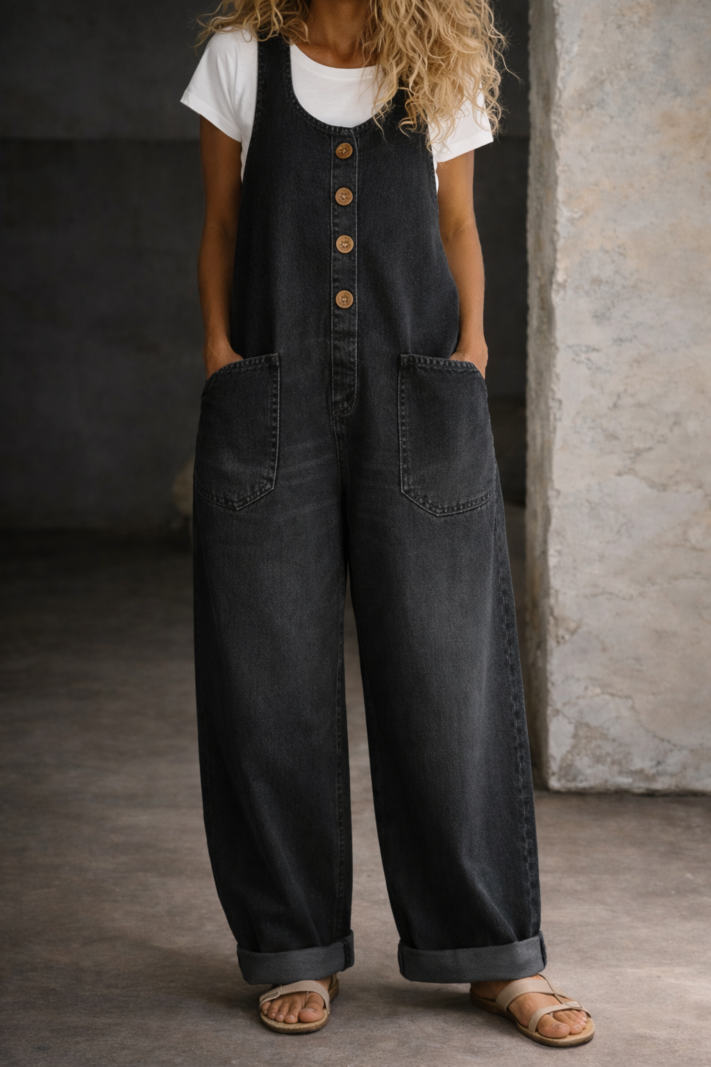 Bethany | Salopette da donna in denim di cotone vintage effetto lavato