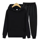 Plain Hooded Fit Tracksuit for Ultimate Comfort Black